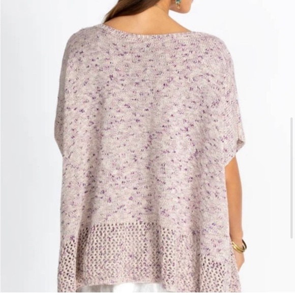 JOHNNY WAS Purple and Cream Knit Poncho With Tassels Women's One Size NWTS - Picture 4 of 10
